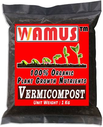WAMUS 1 Kg 100% Organic Vermicompost - Earthworm Soil Manure Manure, Fertilizer