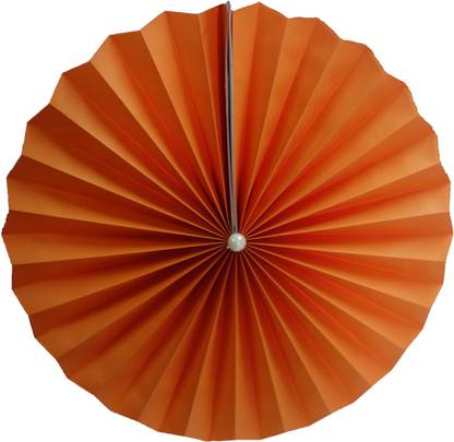 FUNCART Orange New Style Orange Paper Fan 12"
