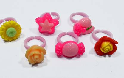 DLASSIE TRENDS Baby Toy Finger Rings for Girls Babies Kids ,Soft Hands Playing Toy Ring for Girl Kid Age 2 - 6 Artificial Stylish Jewellery Hair Accessory Set