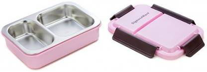 Signoraware Duo Star Steel Pink 1 Containers Lunch Box