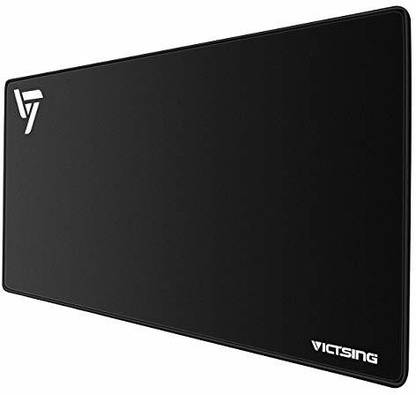 VicTsing [30% Larger] Extended Gaming Mouse Pad With Stitched Edges, Long Xxl Mousepad (31.5X15.7In), Desk Pad Keyboard Mat, NonSlip Base, WaterResistant, For Work & Gaming, Office & Home, Black Non Slip Base Dual Sided Mousepad