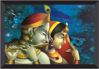 saf RADHA KRISHNA PAINTING Digital Reprint 11 inch x 14 inch Painting
