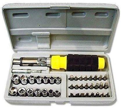 curve creation Screwdriver Set, Mini Ratcheting Screwdriver Socket Bit Set, Combination Tool Set Household Hand Tool Home Repair Kit Magnetic Driver Plastic Toolbox Storage Case Standard Screwdriver Set