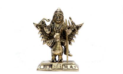 B H A R A T H A A T Brass Shani Dev Idol Statue Murti Showpiece (3.8 x 2 x 4.3 inches) Decorative Showpiece  -  10.92 cm