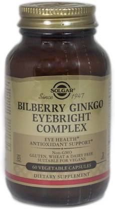 Solgar Bilberry Ginkgo Eyebright Complex 60 Vegetable Capsules