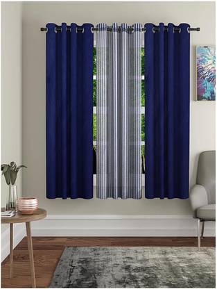 Flipkart SmartBuy 153 cm (5 ft) Polyester Semi Transparent Window Curtain (Pack Of 3)