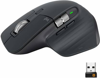 Logitech MX Master 3 Wireless Mouse, Ultrafast Scrolling, Use on Any Surface, Ergonomic, 4000 Dpi, Customisation, USB-C, Bluetooth/USB, Apple Mac iPad OS Microsoft PC Windows Linux, Dark Grey Wireless Ambidextrous Hybrid Mouse  with Bluetooth
