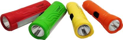pampa 4 Pcs Combo 3 Watt Rechargeable Torch Without Charger With Powerful- Multi Color Torch