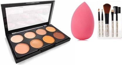 angelie 2PCs Puff Blender+CONCEALER+5PCs Makeup Brush