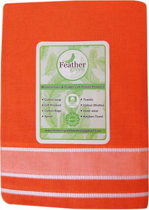 Feather Green Solid Orange Lungi