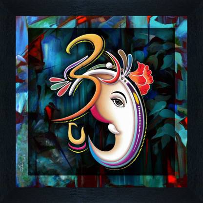 saf Modern Ganesha Digital Reprint 12 inch x 12 inch Painting