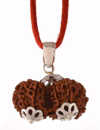 RAM RATAN KENDRA Shri Gaurishankar Rudraksha Pendant / Locket with Pure Silver Capping & Lab Test Certificate (Gauri Shankar Rudraksh Represent Shiv Shakti) Silver Stone Pendant