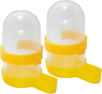 Sky Medium Size Bird's Plastic Cage Water and Food Feeder 200 ml (Size 12 cm) Balcony and Out Door Tree Bird Feeder (Pack of 2) round Plastic Pet Bowl & Bottle
