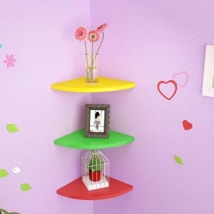 Home wood Modern Wooden corner set of 3 piece color-Multicolor MDF (मीडियम डेंसिटी फाइबर) वॉल शेल्फ