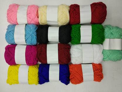 Sancheti Hand Knitting Art Craft Soft Fingering Crochet Hook Yarn, Needle Knitting Thread For Wool Ball Hand Knitting Art Craft Soft Fingering Crochet Hook Yarn, Needle Knitting Thread Dyed Multi Color Pack Of 13