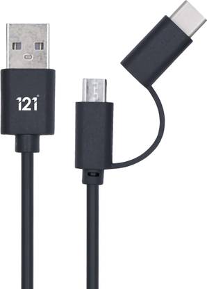 121 Micro USB Cable 1 m One2One Trance 011 2 in 1 USB Data Cable (Work with most USB (Micro & Type C) devices in the market)