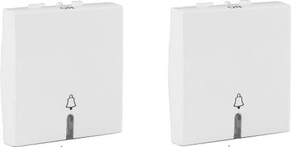 HAVELLS ORO 10A 1W Mega Bell push indicator switch (Gossy White,Pack of 2) 10 A One Way Electrical Switch