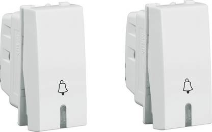 HAVELLS ORO 6A Bell Push With Indicator Switch (Glossy White, Pack of 2) 6 A One Way Electrical Switch