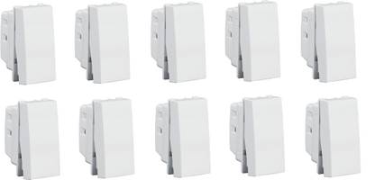 HAVELLS ORO 6A 1 Way Switch (Glossy White, Pack of 10) 6 A One Way Electrical Switch