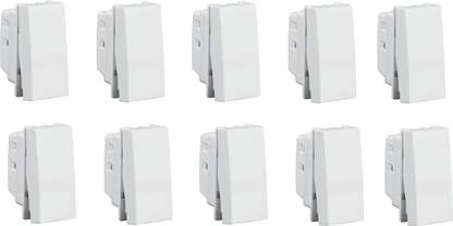 HAVELLS ORO 25A 1 Way Switch (Glossy White, Pack of 10) 25 A One Way Electrical Switch