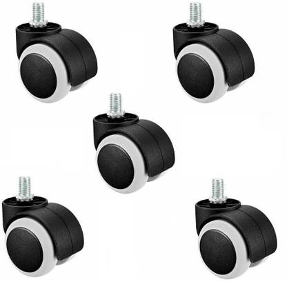 PANISTHA 5 Pieces Twin Castor Wheels Threaded for revolving Chairs and Other revolving Products Bar Stool Wheels