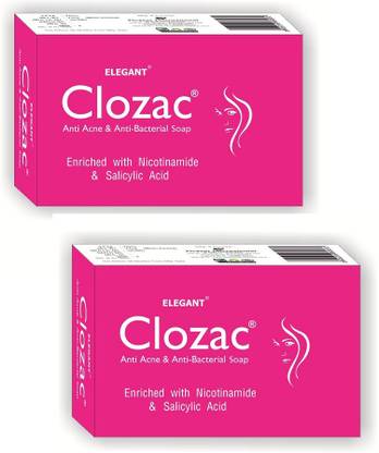 ELEGANT Clozac Anti Acne Soap 75gm With Calendula, Rosemary, Wheat Germ & Tea Tree oil (Pack of 2)