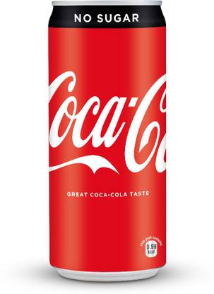 Coca-Cola Zero (No Sugar) Soft Drink, 300 ml Tin Can ( Pack of 24 ) Can