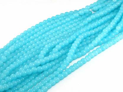 Crafto Aqua Blue Spherical Glass Pearl (6 mm - 100 Beads) for Jewellery Making