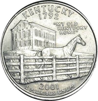 Klowage State Quarter Dollar - 1/4 Dolar - Kentucky 2001 P Medieval Coin Collection