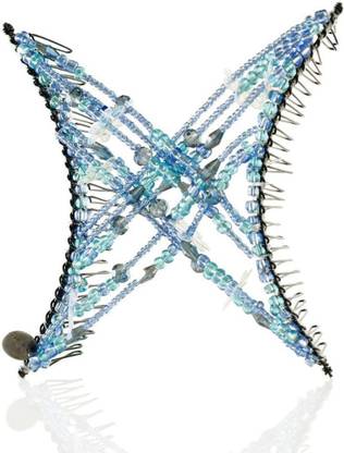 HairZing Hair Combs with Elastic Double Comb for Thick, Curly, Kinky Hair Put Your Hair Up in Seconds with No Damage, Creases, or Pain (Large, Light Blue) Back Pin