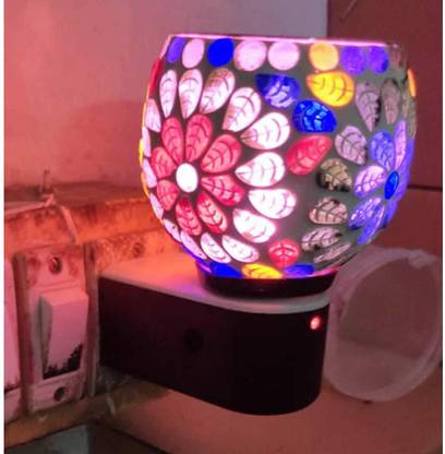 FStyler Electric Camphor Burner Glossy 2IN1 Ceramic Aroma Oil Diffuser/Kapoor Dani/Camphor Burner cum Night Lamp Hand-Crafted Incense Camphor Burner for Home, Office, Temple, God Puja, Positive Energy and Ambiance Steel, Plastic, Borosilicate Glass, Ceramic Incense Holder