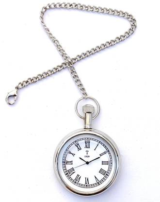 k.v handicrafts Antique Indian Look Gandhi Watch/Pocket Watch with Long Chain Pendent Type kvh00014 Nikle Brass Pocket Watch Chain