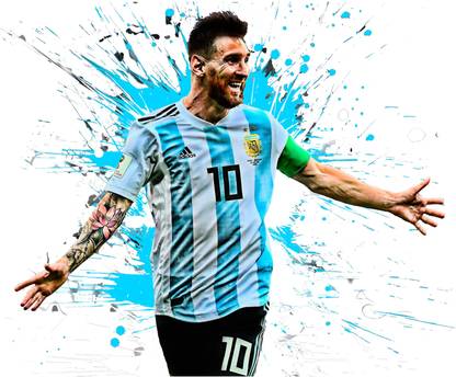 DivineDesigns 53 cm Lionel Messi Sticker ( Size :- 64 X 53 cm ) Self Adhesive Sticker