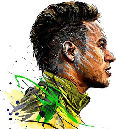 DivineDesigns 53 cm Neymar Face Sticker ( Size :- 61 X 53 cm ) Self Adhesive Sticker
