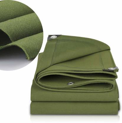 DLC ENTERPRICES Heavy Duty Canvas Tarp Tent - For 500 GSM Tarpaulin UV Resistant, Rustproof Grommets, Reinforced Edges & Multiporpuse Use Green (Size 12 ft x 9 ft)