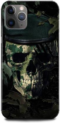 INDICRAFT Back Cover for Apple iPhone 11 Pro Max SKULL, ARMY TEXTURE, GREEN, SKULL FACE