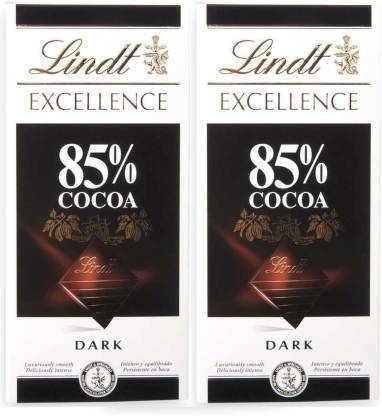 LINDT Excellence 85% Cocoa 100g Bar (Pack of 2) Bars (2 x 100 g) Bars