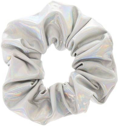 Claire's Holographic Hair Scrunchie for Girls, Elastic Tie for All Hair Types, Large, Silver, 1 Pc Hair Band