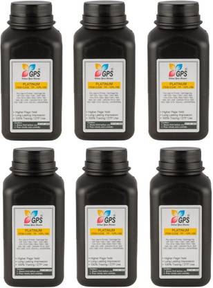 GPS Colour Your Dreams 12A PLATINUM / 15A / 49A / 53A / 05A / 80A / 55A / 42A / 51A / 96A / 16A / 82X / 43X / 79A / CANON 303 / 308 / FX 9 All Universal Toner Powder Bottel Pack of 6 With Nozzle 100gm Each Black Ink Toner Powder