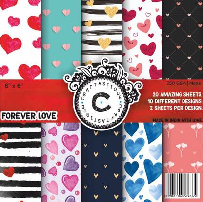 Craftastique Forever Love Designer Paperpack 6 x 6 inches 250 gsm Craft paper