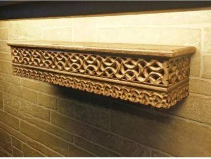 CART OF CRAFTS Hand Carved Wooden Wall Shelf/Rack Jali Work Wooden Wall Shelf