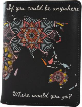 Adaamya Mandala World Map Black Passport Wallet & Cover