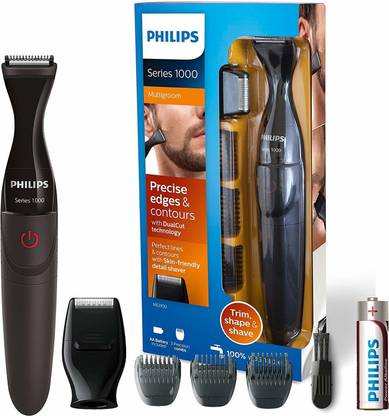 PHILIPS Multigroom Series 1000 Ultra Precise Beard Styler with DualCut Technology for Men MG1100/16 Trimmer 45 min  Runtime 4 Length Settings