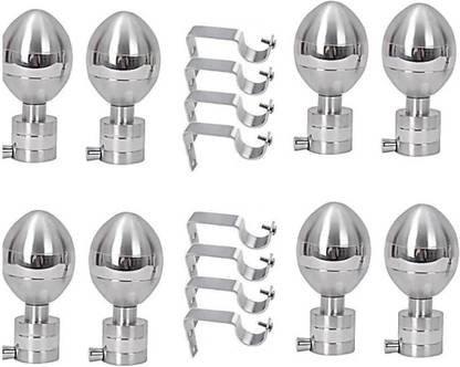 LETSFLY Silver Rod Rail Bracket, Curtain Knobs Metal