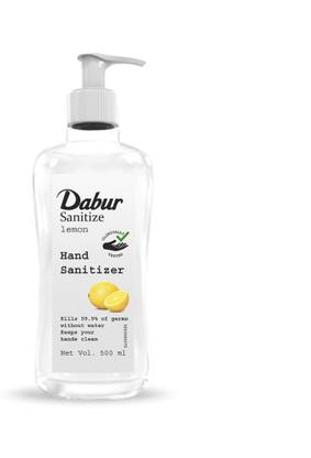 Dabur Sanitize  with Ayurvedic Formulation (Lemon) - 500 ml Hand Sanitizer Pump Dispenser