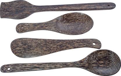 Kitchenex Palm wooden Spatula, Khunti, Ladle & Rice Hata Set of 4, Ideal for Non-Stick Kitchen Tool Set