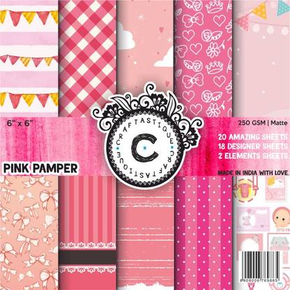 Craftastique Pink Pamper Designer Paperpack 6 x 6 inches 250 gsm Craft paper