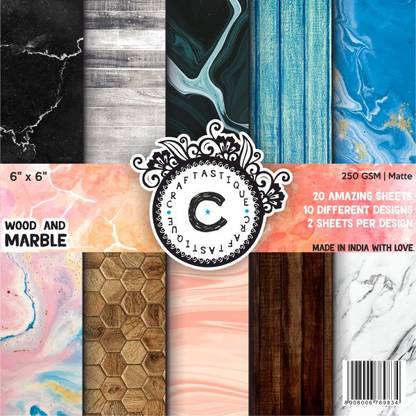 Craftastique Wood & Marble Designer Paperpack 6 x 6 inches 250 gsm Craft paper