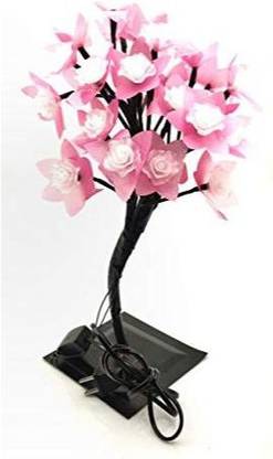 Satyam Kraft 25 led Flower Light with Branches Home Decoration Light Diwali Lights for Decoration String Light for Decoration,Indoor Light, Light,Christmas Light (pink) Table Lamp