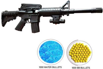 HALO NATION PUBG M4-1 Toy Gun with 2 in 1 Shooting Mode Crystal Bullets & Bb Bullets - 19inch M4 Gun Toy with Laser Traget, Water Crystal Bullets, BB Bullet Toy Gun for Boys - with 1000 bb bullet + 1000 water bullet Guns & Darts